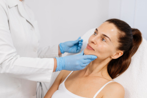 Older woman receiving dermal fillers